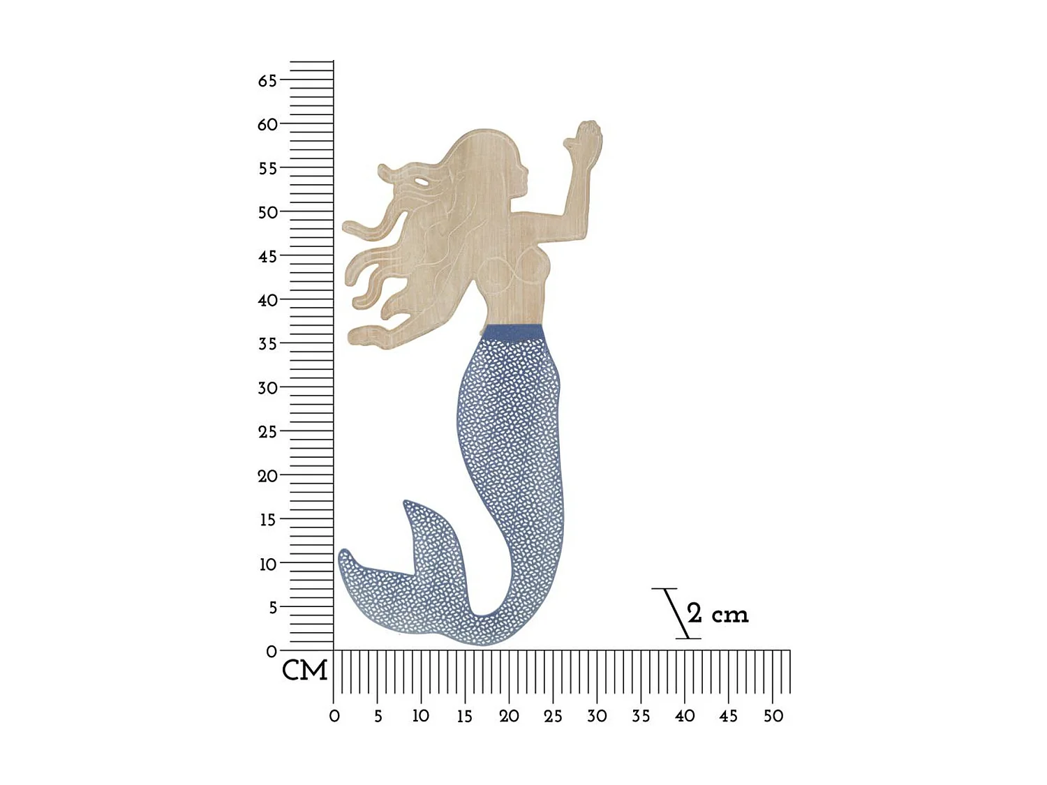 Dekoracja z Metalu i Drewna Mała Syrenka, Wielokolorowy, 30,5x2x60 cm, Epikasa