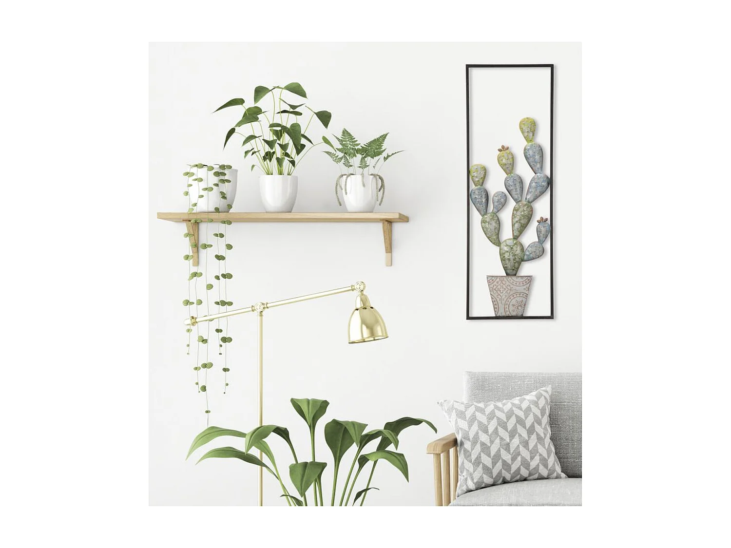 3D Metalen Decoratie Cactus 3, Groen, 31x2,5x90 cm, Seven Design