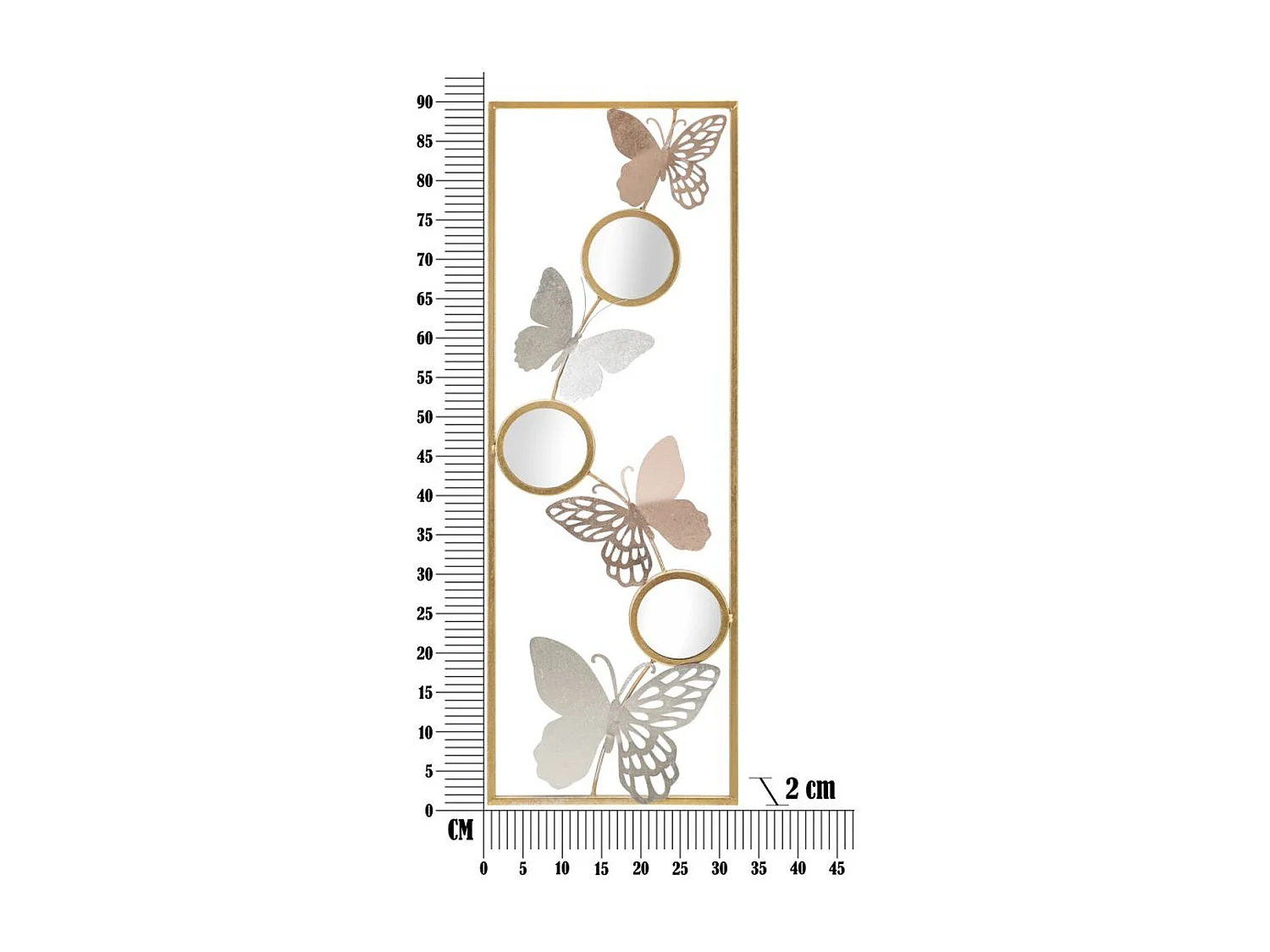 3D Metalen Decoratie Vlinder 7, Veelkleurig, 31x2x90 cm, Seven Design