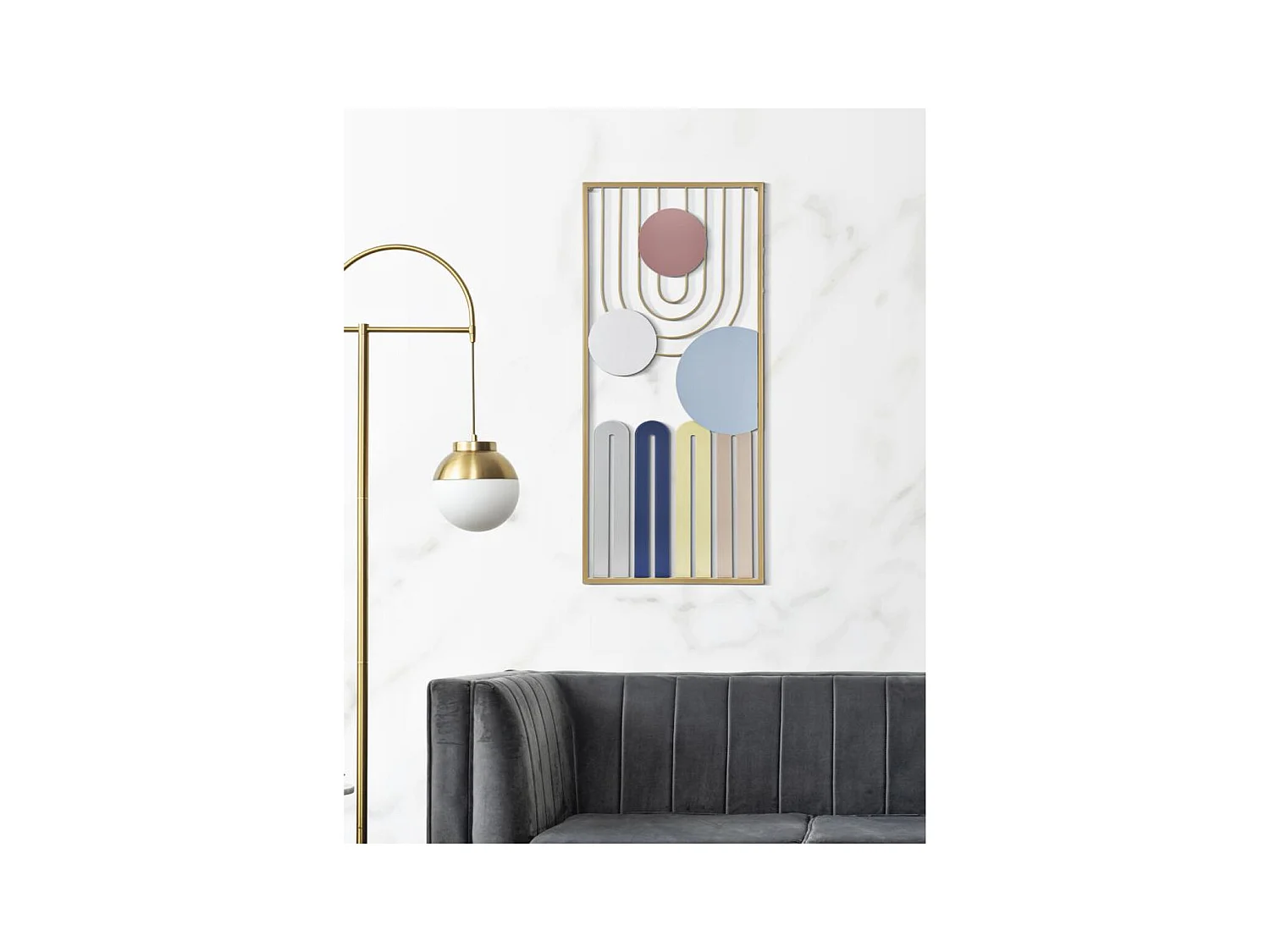 Dekoracja z Metalu i Drewna Geometryczny 10, Wielokolorowy, 37x2x84 cm, Epikasa