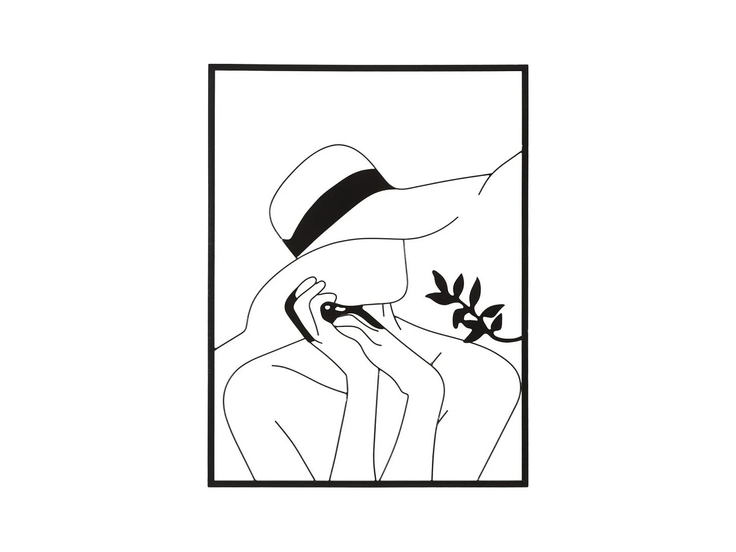 Metalen Decoratie Gezicht 5, Zwart, 60x1x80 cm, Epikasa