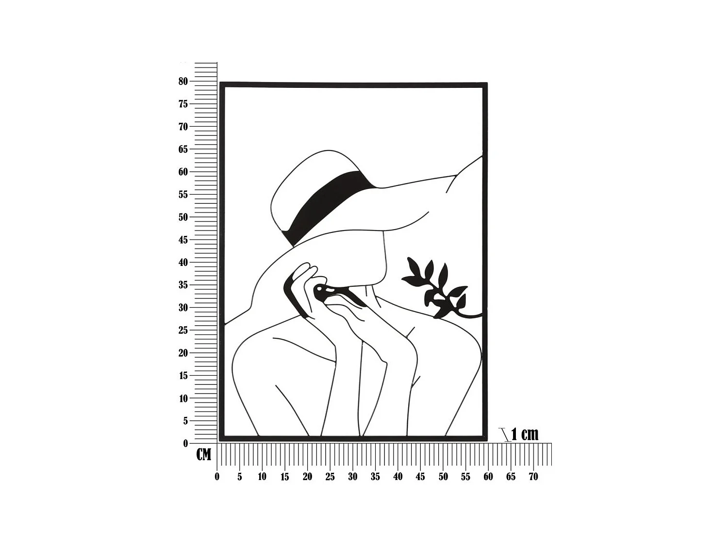 Decoração em Metal Rosto 5, Preto, 60x1x80 cm, Epikasa