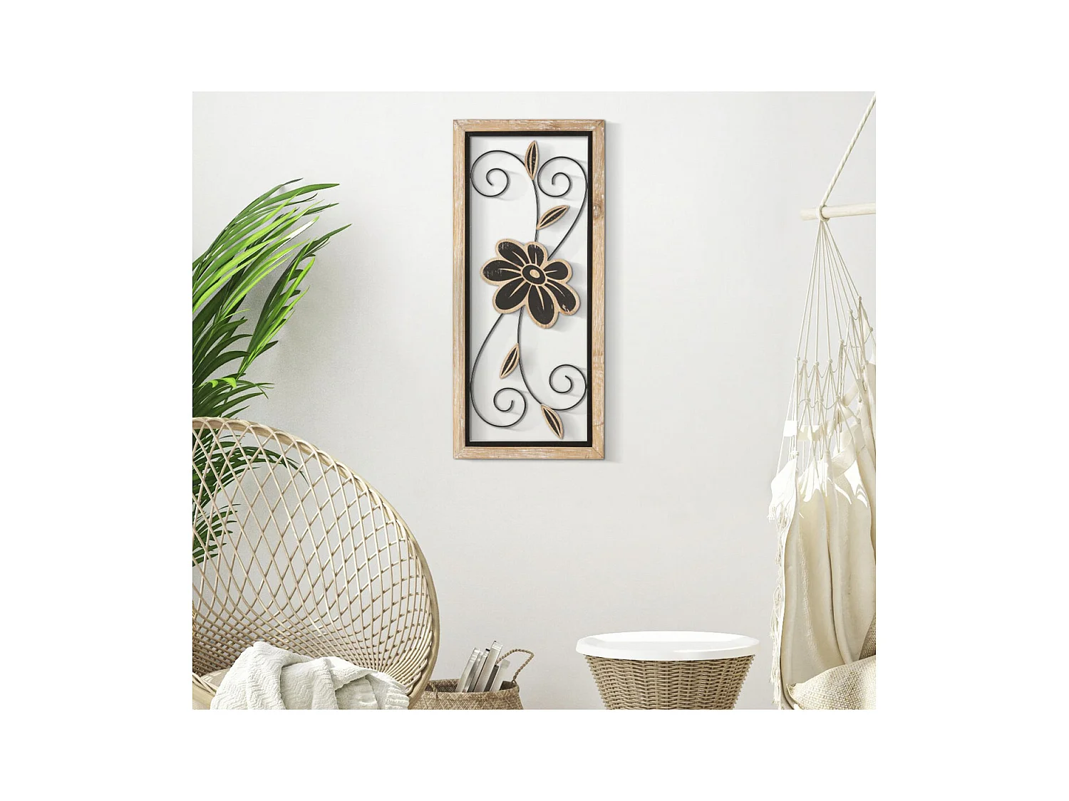 Metalowa Dekoracja 3D Kwiaty 47, Brązowy, 26x2,5x60 cm, Epikasa