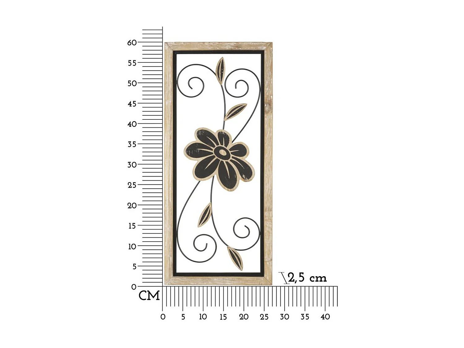 Décoration 3D en Métal Fleurs 47, Marron, 26x2,5x60 cm, Seven Design