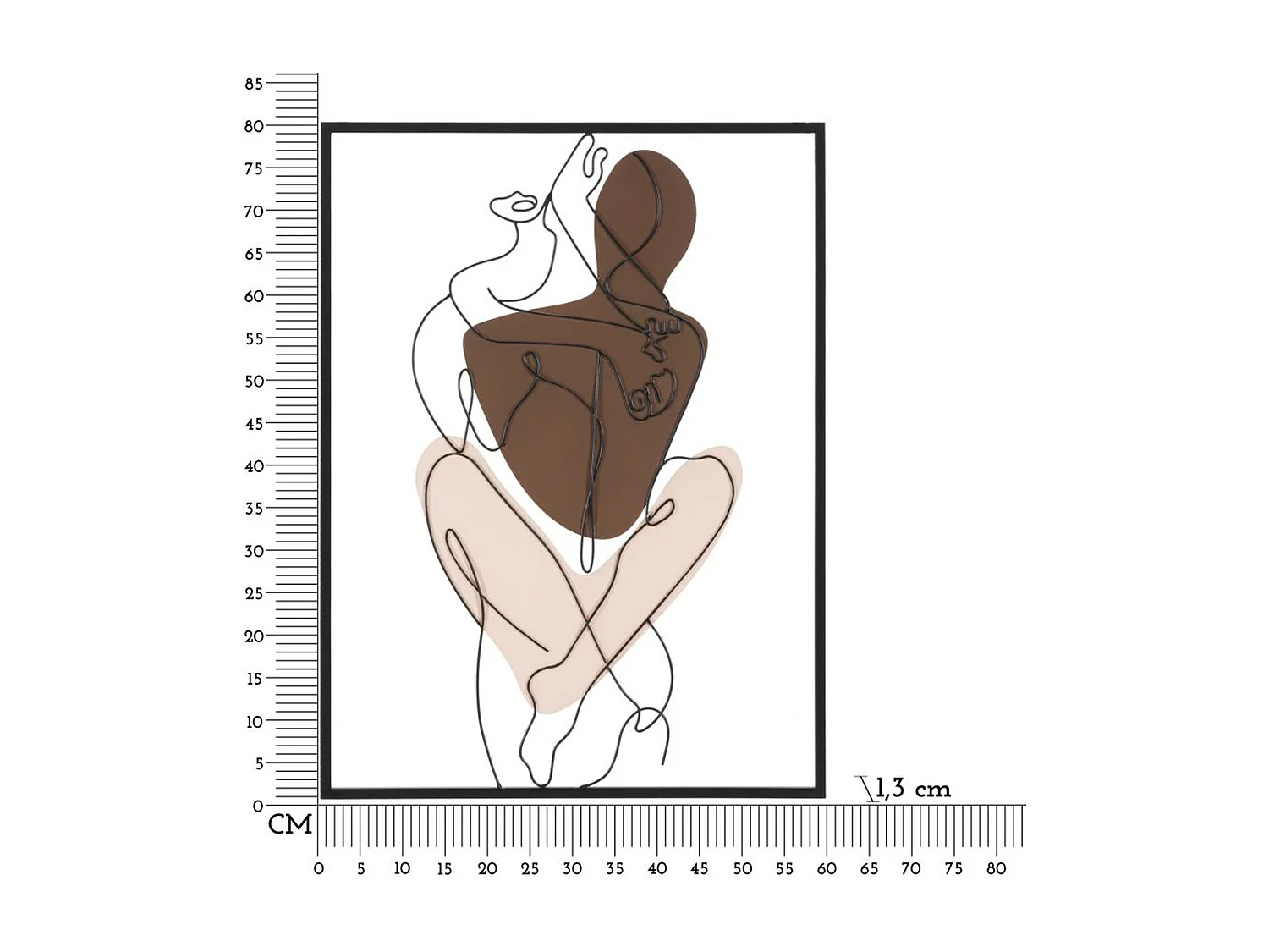 Metalowa Dekoracja 3D Ciała 7, Wielokolorowy, 60x1,3x80 cm, Epikasa