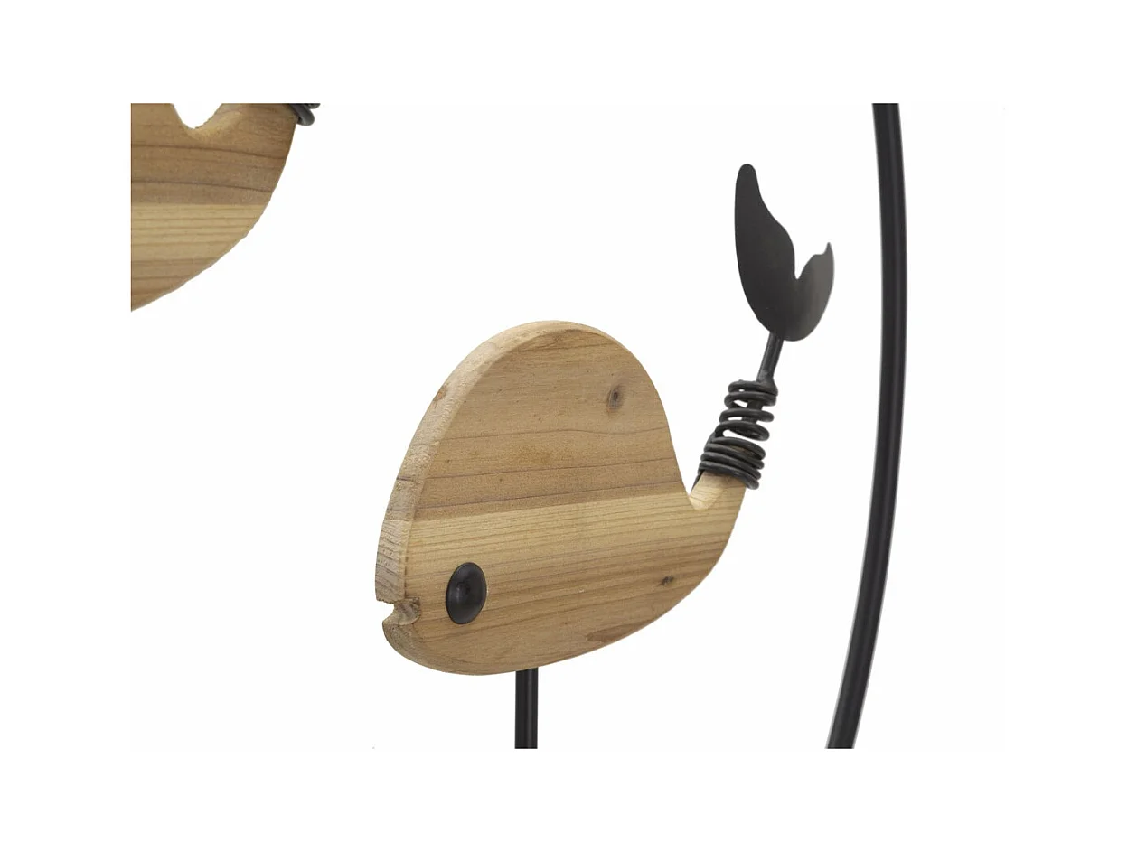 Dekoracja z Metalu i Drewna Ryba 9, Wielokolorowy, 56x2x60 cm, Epikasa