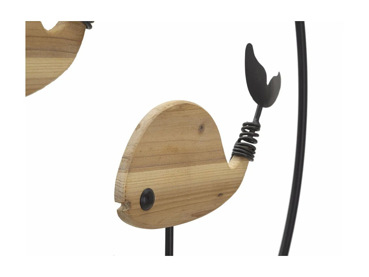 Dekoracja z Metalu i Drewna Ryba 9, Wielokolorowy, 56x2x60 cm, Seven Design