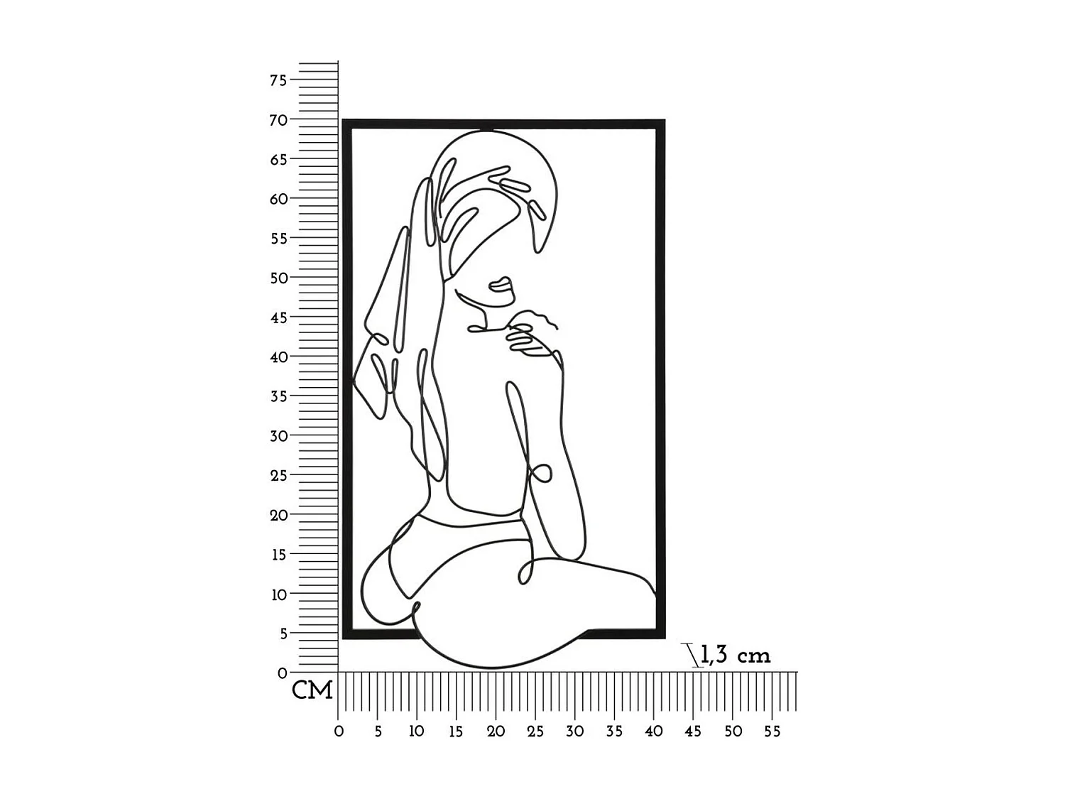 Dekoracja Metalowa Ciała 4, Czarny, 40x1,3x70 cm, Epikasa
