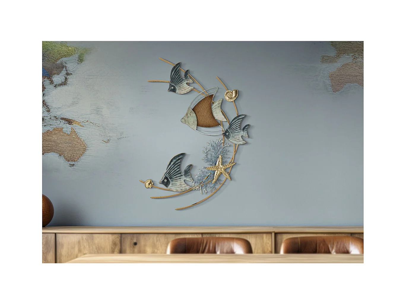 Metalowa Dekoracja 3D Ryba 6, Wielokolorowy, 61x5x86 cm, Epikasa