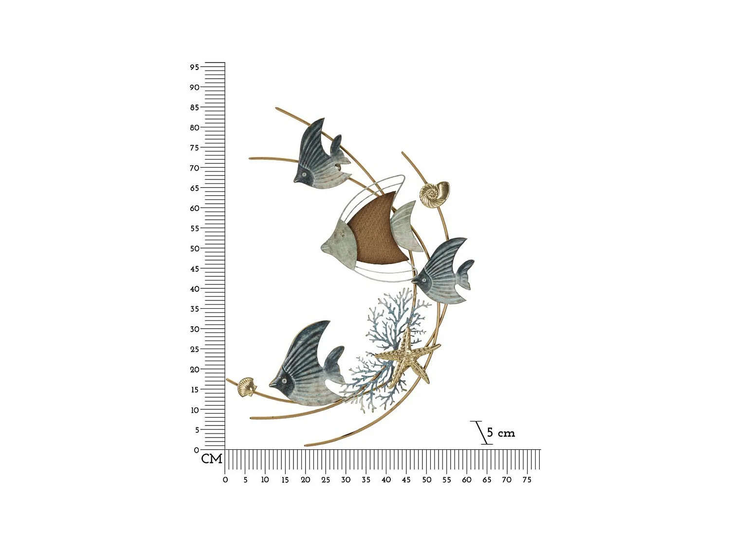 Decorazione in Metallo 3D Pesce 6, Multicolore, 61x5x86 cm, Epikasa