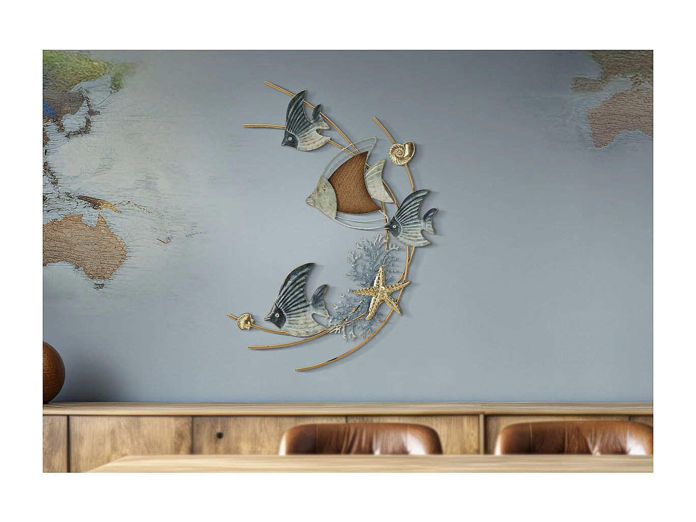 3D Metalen Decoratie Vis 6, Veelkleurig, 61x5x86 cm, Seven Design