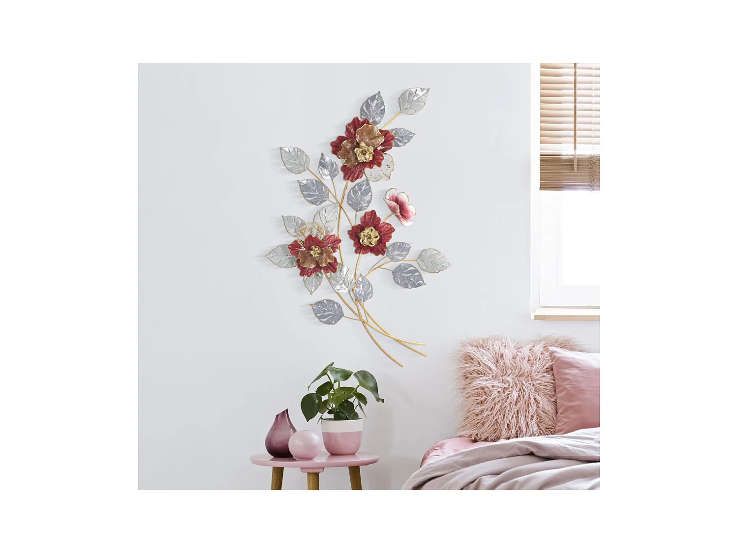 Decoração de Metal 3D Flores 17, Multicolorido, 68,6x7,6x98,4 cm, Epikasa