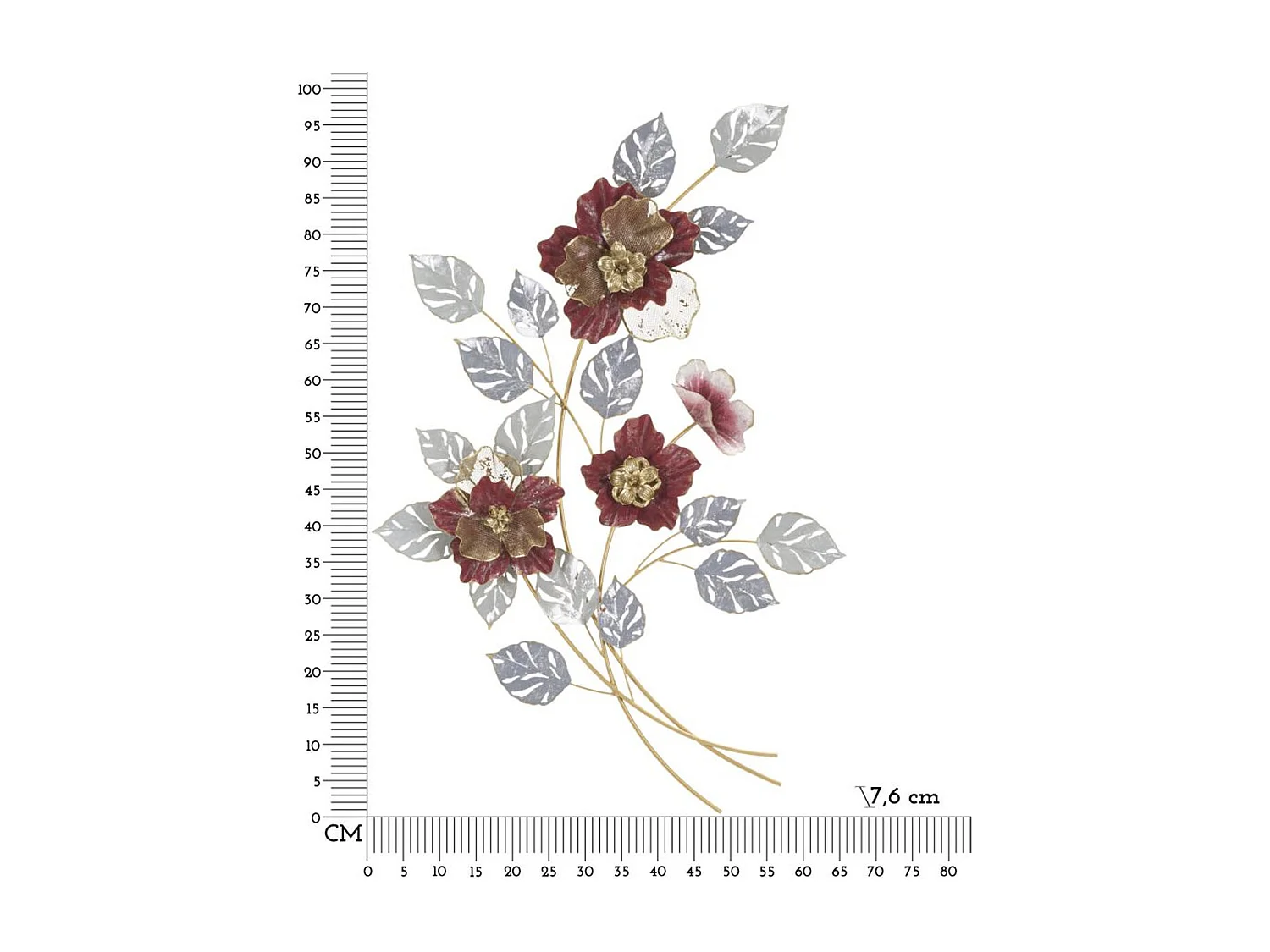 Decoração de Metal 3D Flores 17, Multicolorido, 68,6x7,6x98,4 cm, Epikasa