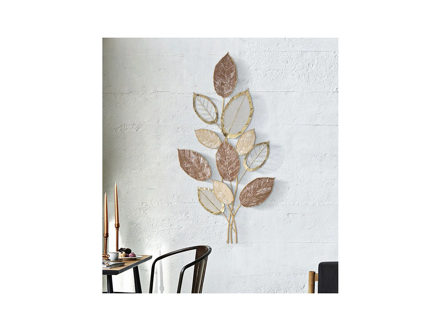 Metalowa Dekoracja 3D Liść 30, Wielokolorowy, 66x5x116,8 cm, Epikasa