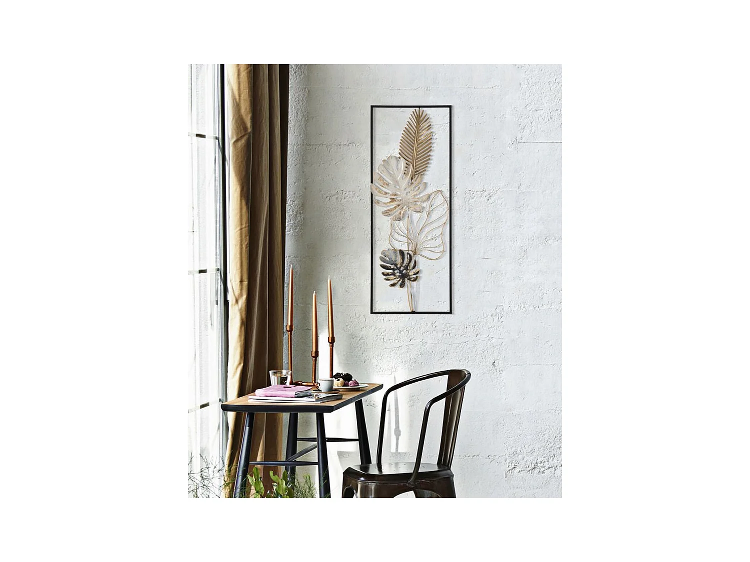 Décoration 3D en Métal Feuille 48, Multicouleur, 28,5x3x74 cm, Seven Design