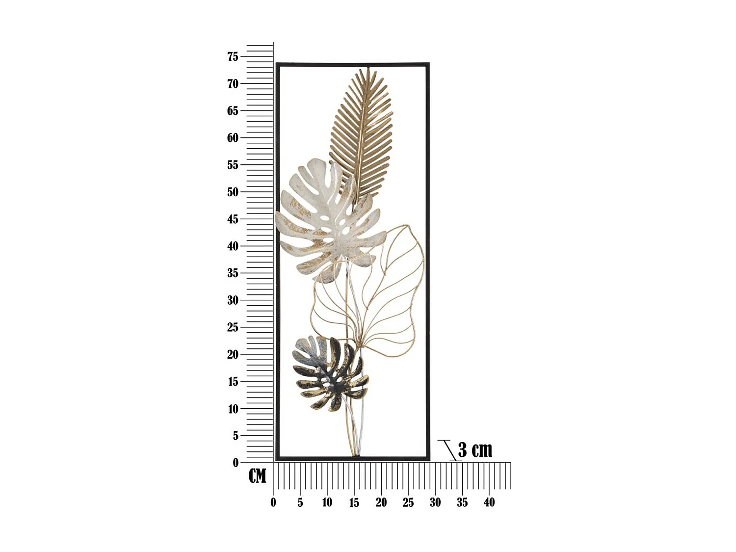 Décoration 3D en Métal Feuille 48, Multicouleur, 28,5x3x74 cm, Seven Design