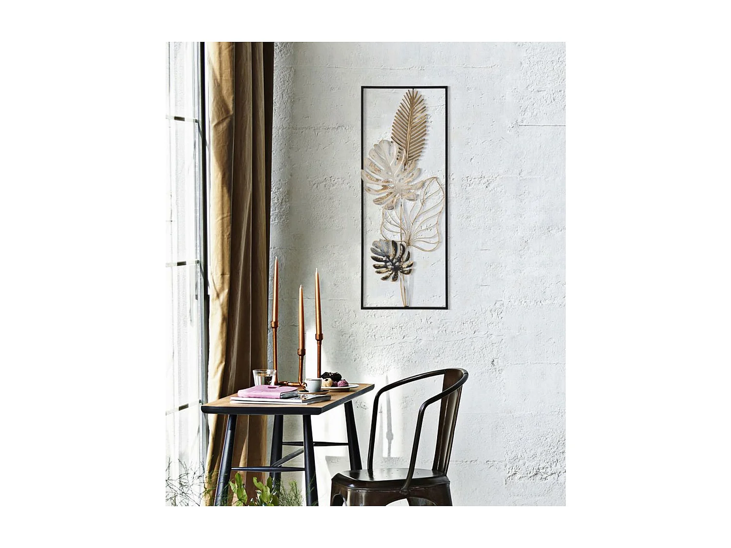 Metalowa Dekoracja 3D Liść 48, Wielokolorowy, 28,5x3x74 cm, Seven Design