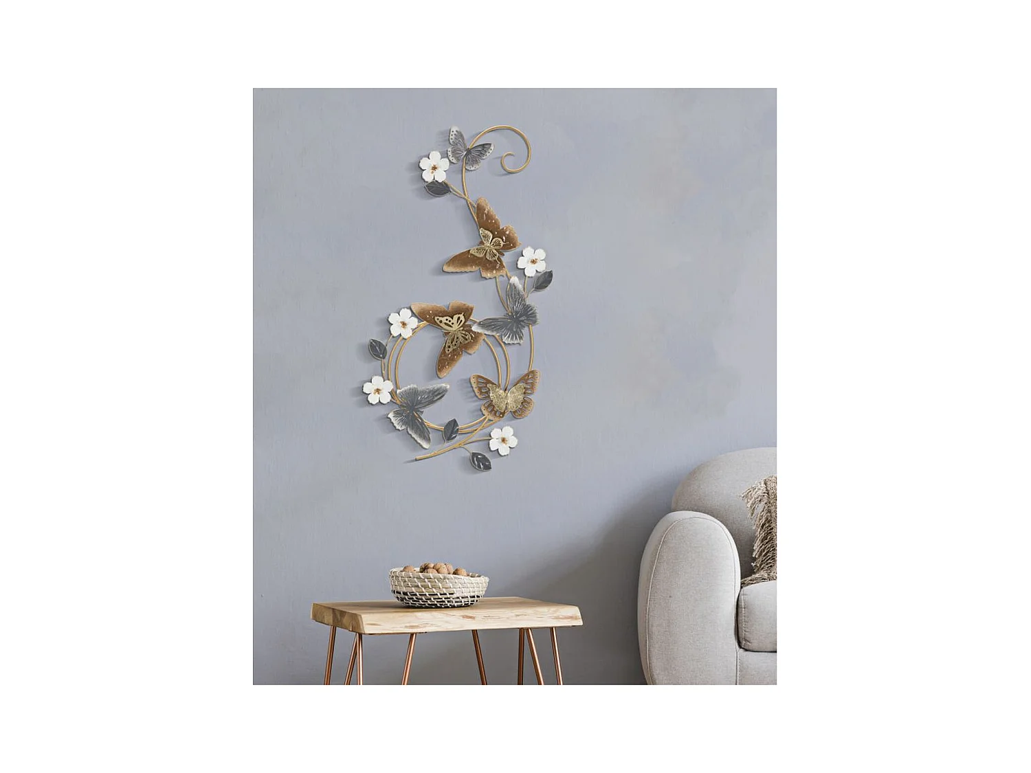 Décoration 3D en Métal Papillon 14, Multicouleur, 45,1x5,1x87,6 cm, Seven Design