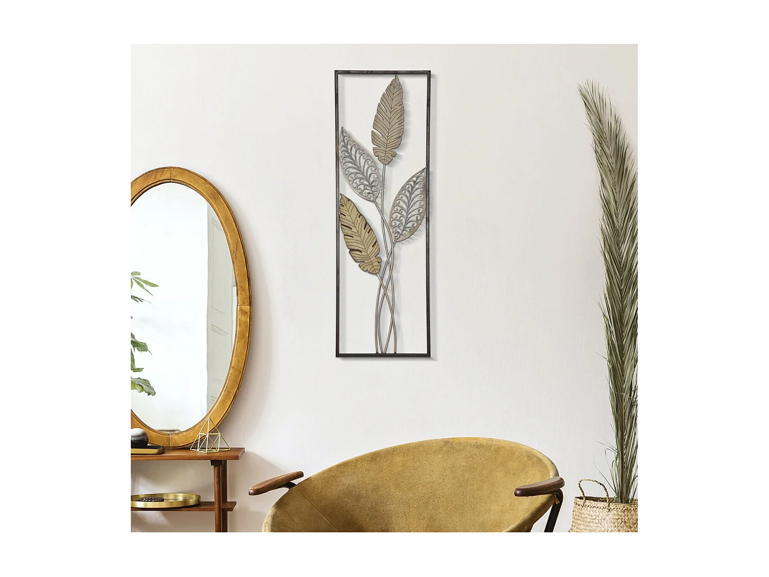 3D Metalen Decoratie Blad 53, Goud, 30,5x1,9x91 cm, Seven Design