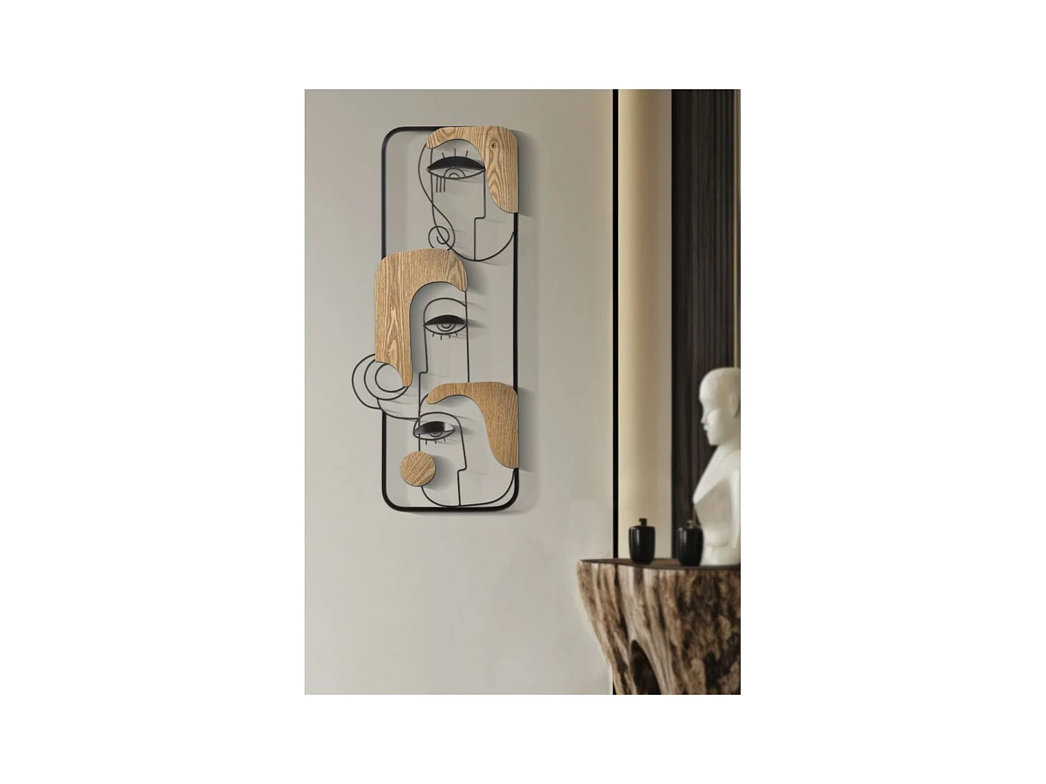 Dekoracja z Metalu i Drewna Wizjer 1, Brązowy, 38x2x89,5 cm, Epikasa