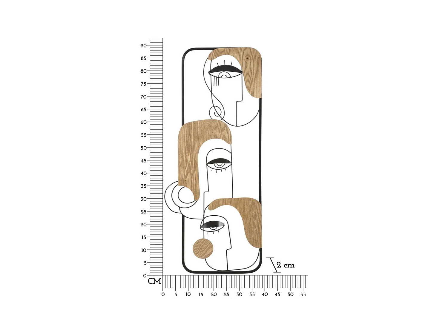 Dekoracja z Metalu i Drewna Wizjer 1, Brązowy, 38x2x89,5 cm, Epikasa