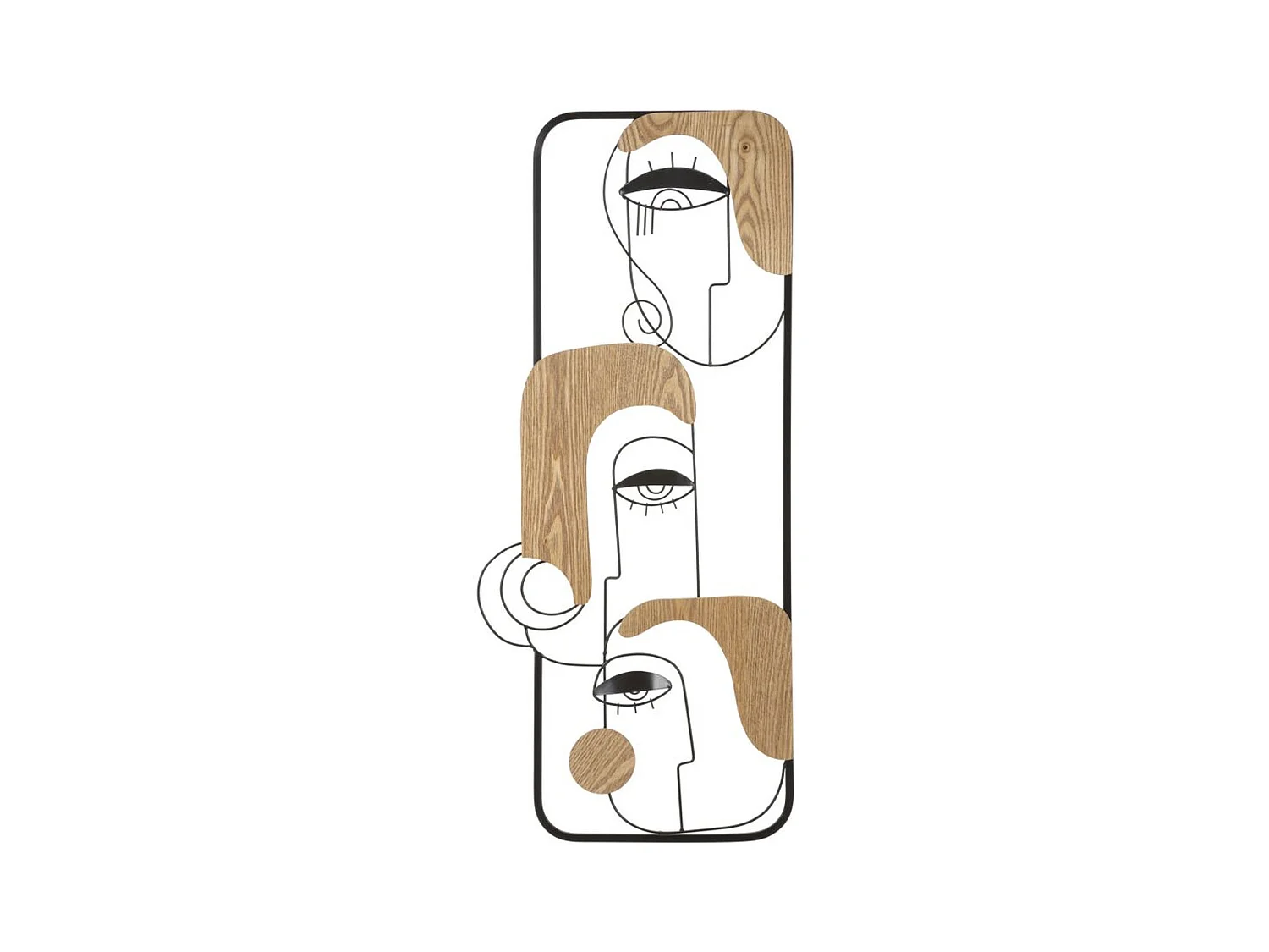 Décoration en Métal et Bois Visages 1, Marron, 38x2x89,5 cm, Epikasa