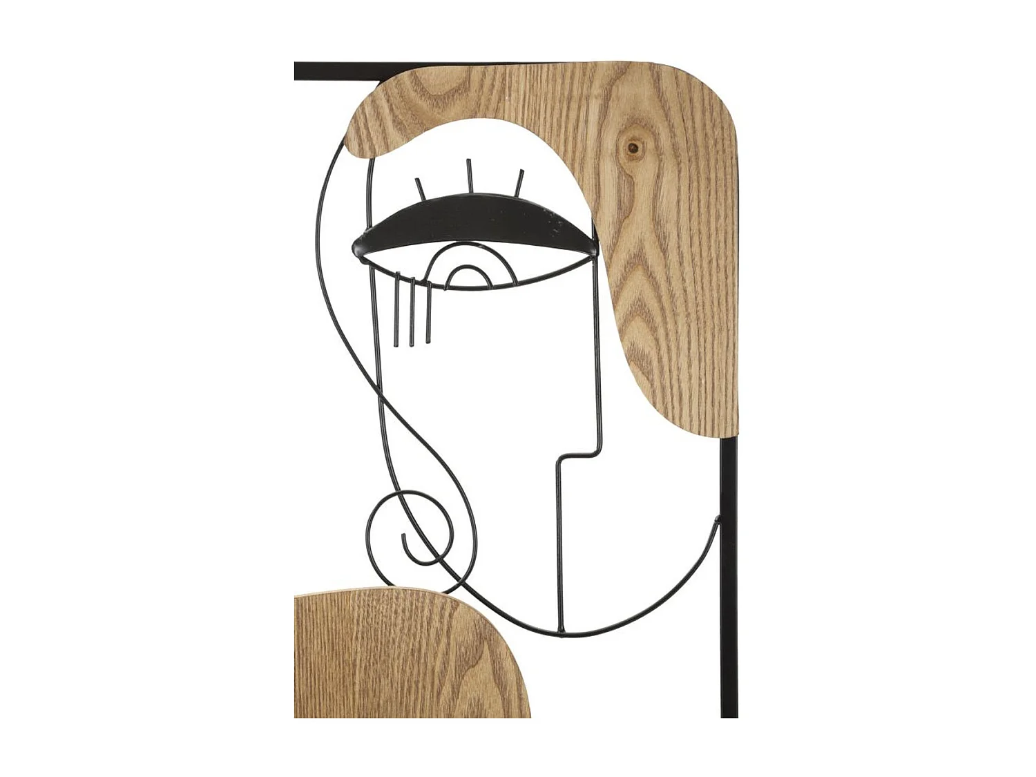 Décoration en Métal et Bois Visages 1, Marron, 38x2x89,5 cm, Seven Design