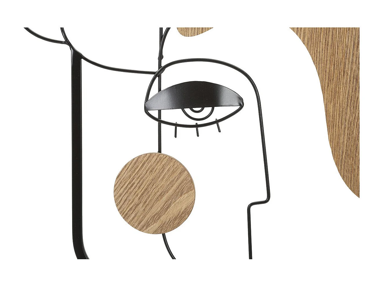 Décoration en Métal et Bois Visages 1, Marron, 38x2x89,5 cm, Seven Design