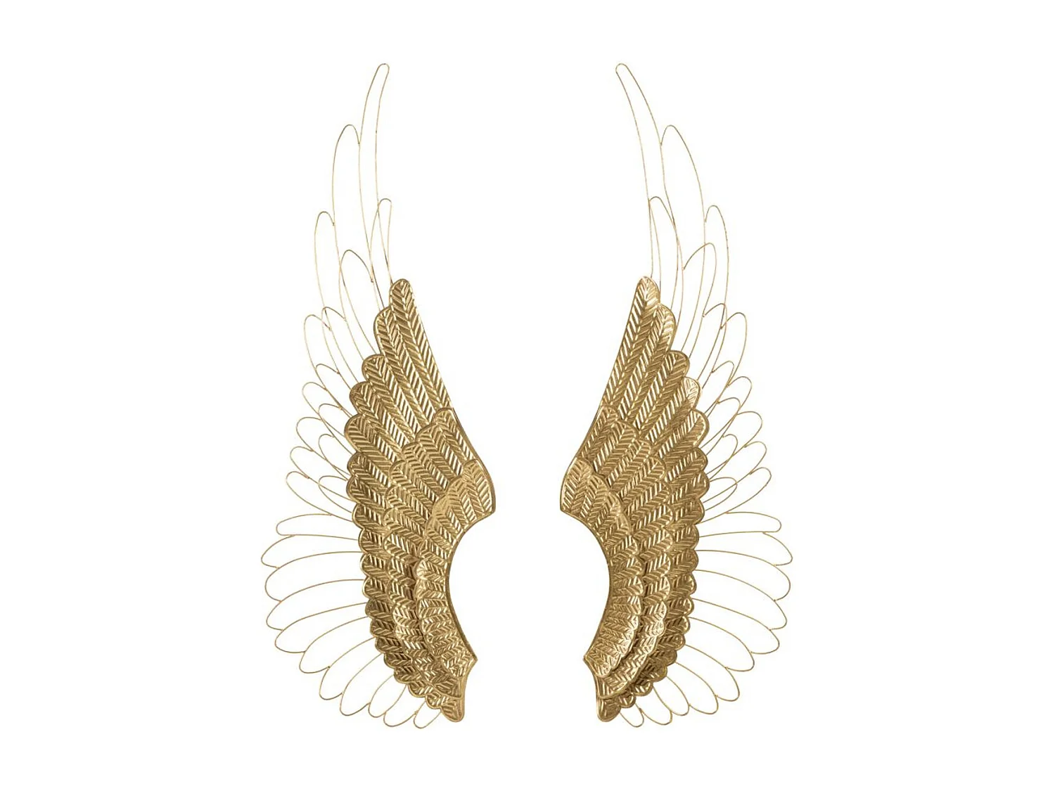 Metalowa Dekoracja 3D Skrzydła 2, Złoto, 37x3x105,5 cm, Seven Design