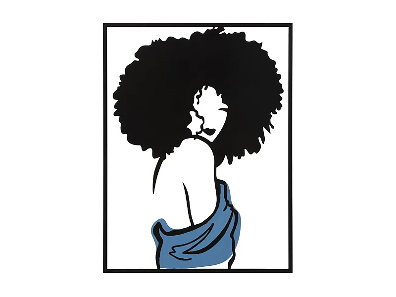 3D Metalen Decoratie Afro, Veelkleurig, 60x1,3x80 cm, Epikasa