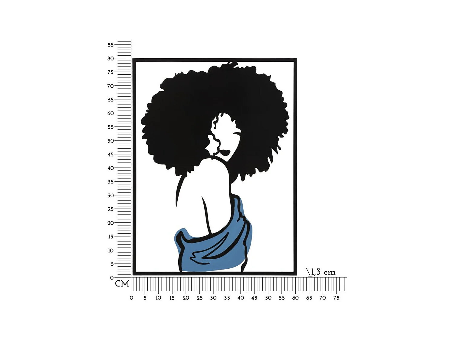 Metalowa Dekoracja 3D Afro, Wielokolorowy, 60x1,3x80 cm, Epikasa