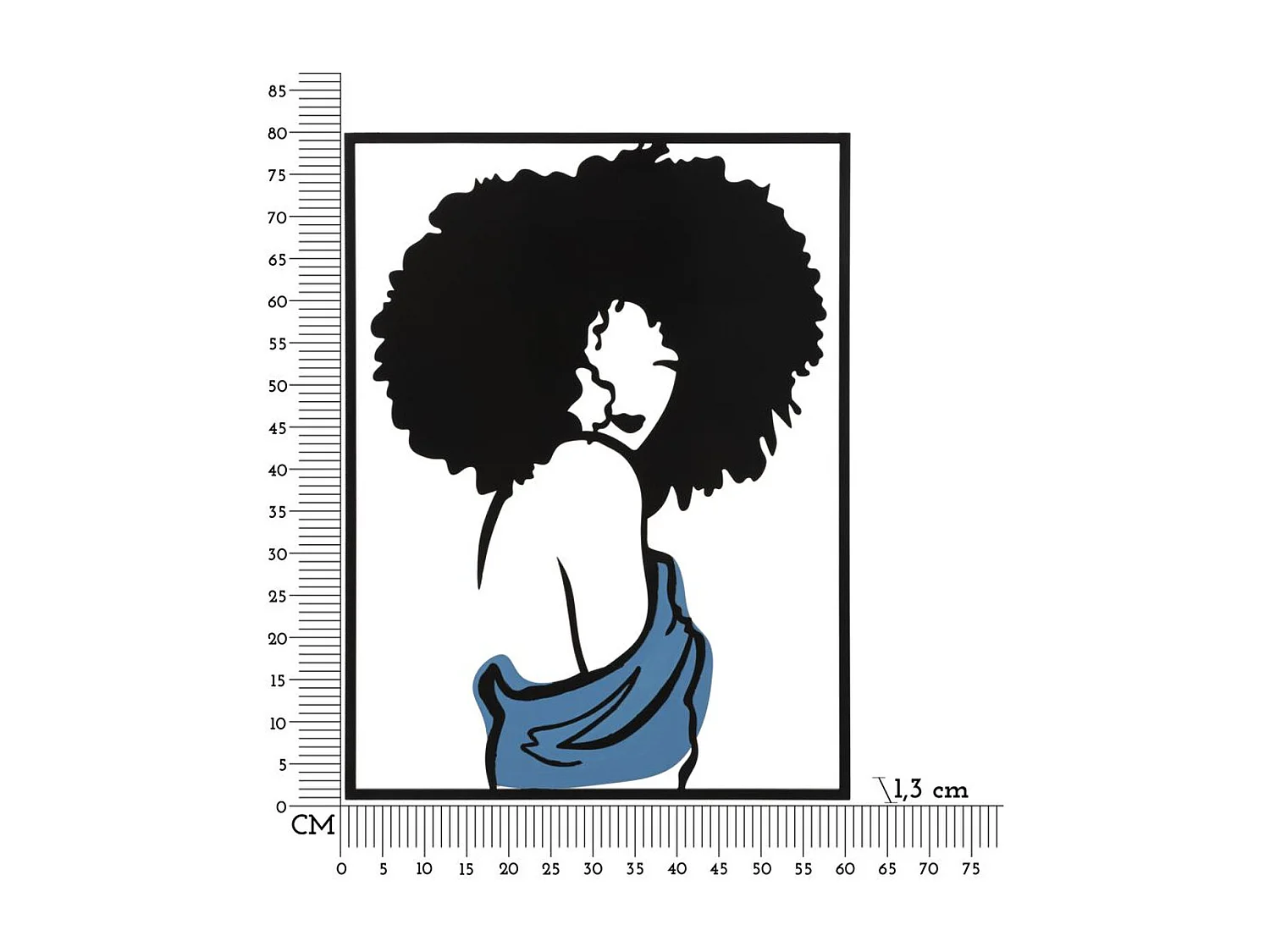 Decoração de Metal 3D Afro, Multicolorido, 60x1,3x80 cm, Seven Design