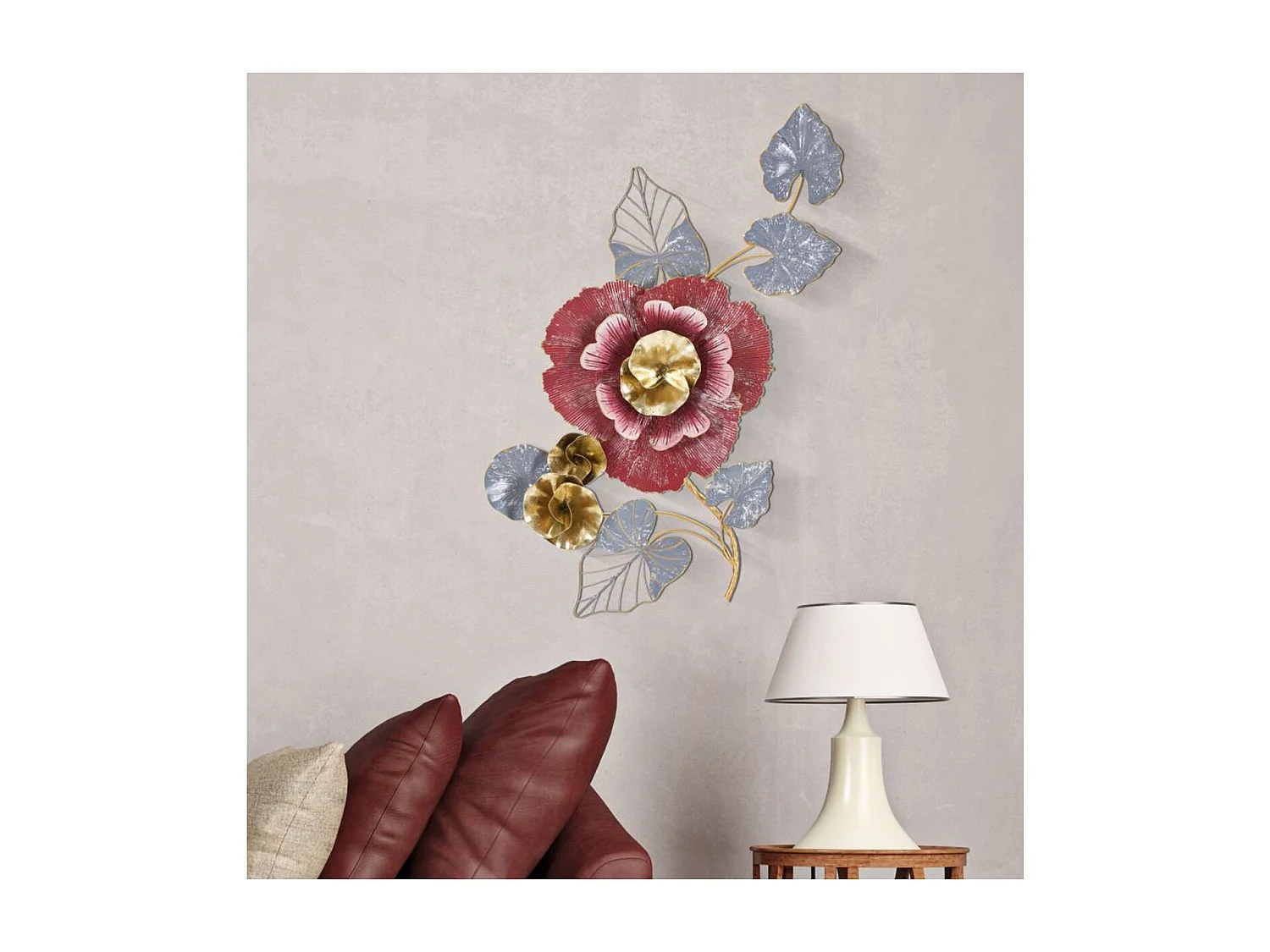 Decoração de Metal 3D Flores 10, Multicolorido, 61,6x9,5x111,8 cm, Seven Design