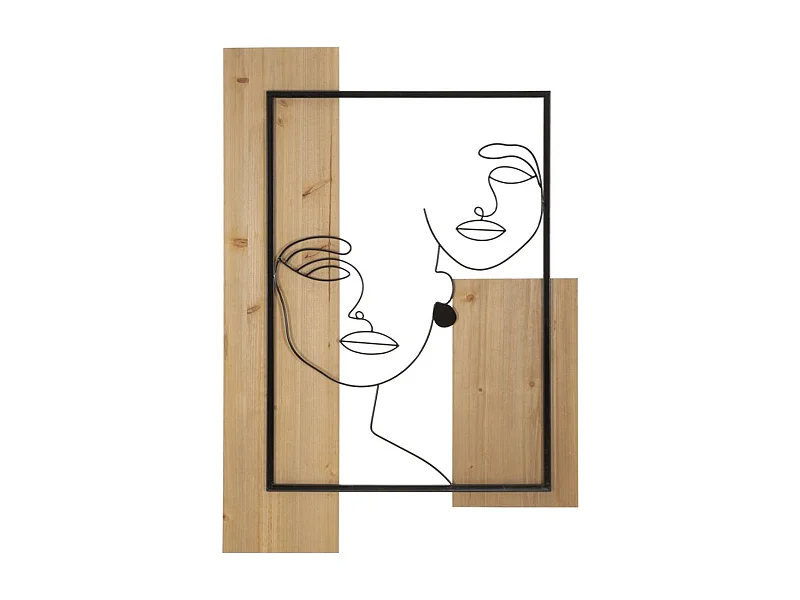 Metalen en Houten Decoratie Vissen, Bruin, 63x2x90 cm, Epikasa