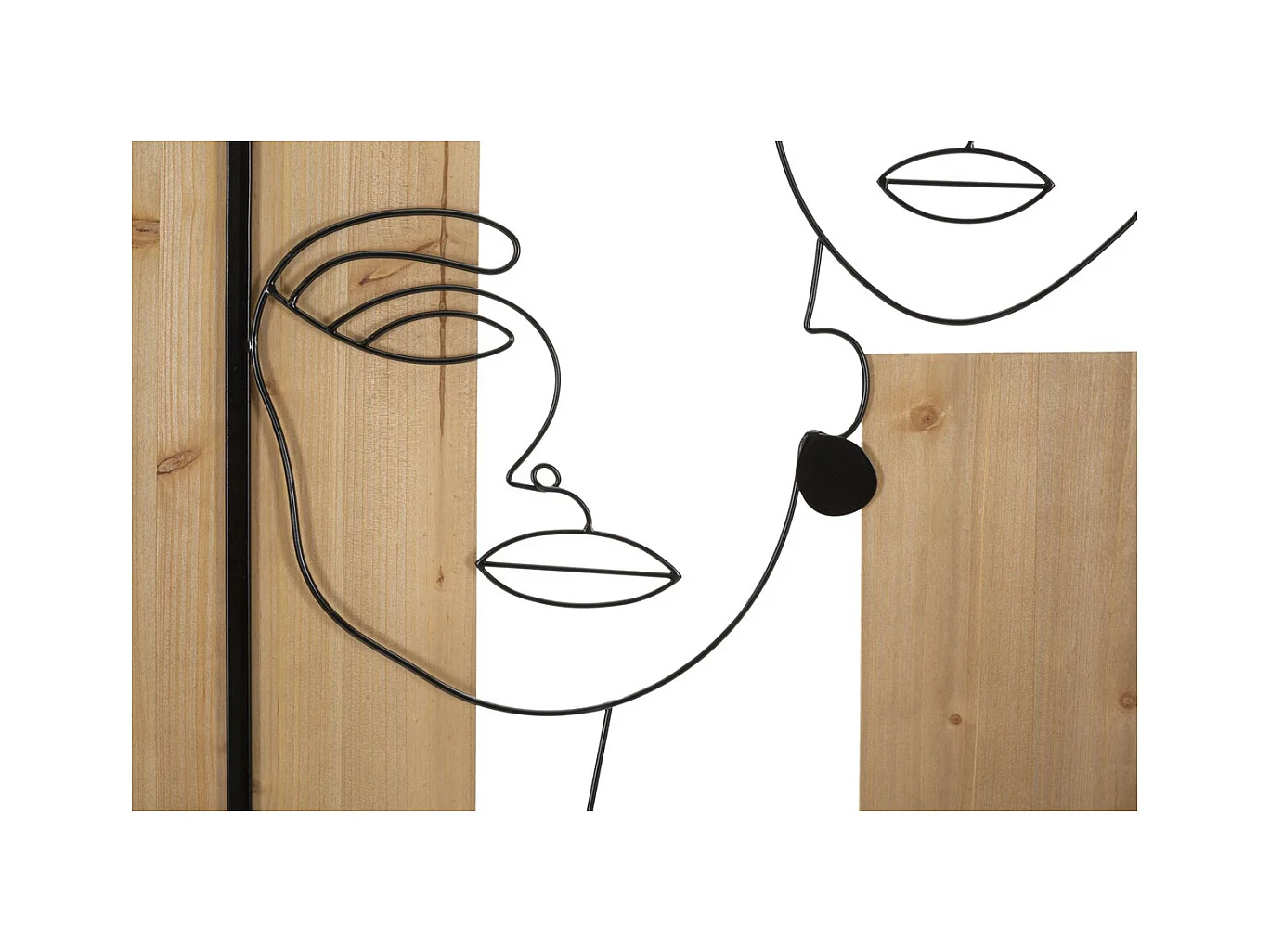 Decoração em Metal e Madeira Faces, Castanho, 63x2x90 cm, Epikasa