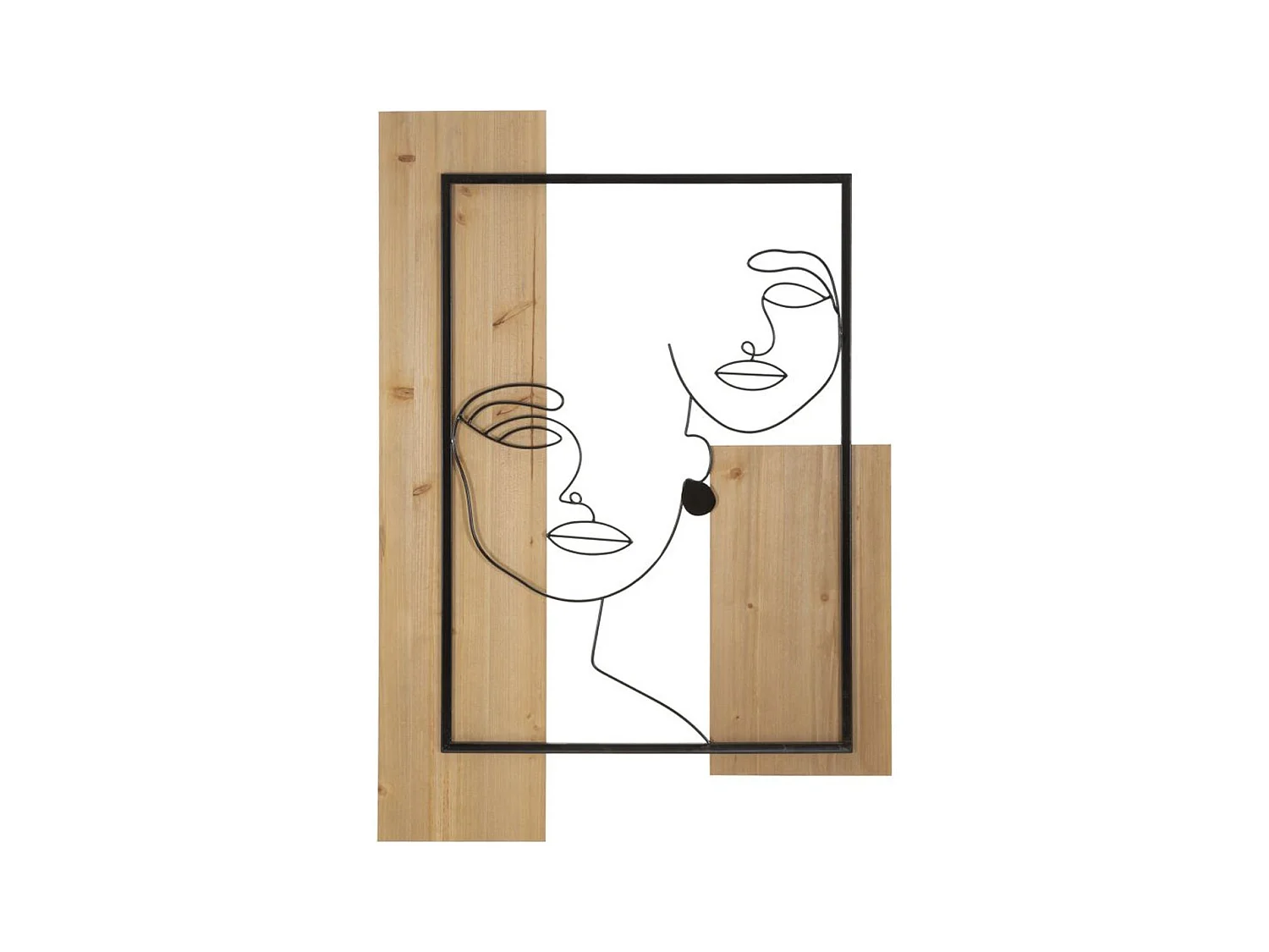 Décoration en Métal et Bois Visages, Marron, 63x2x90 cm, Epikasa
