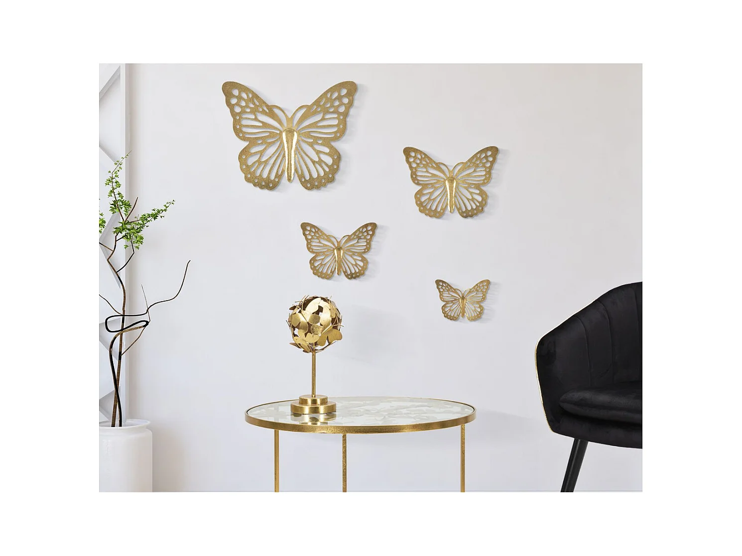 Décoration 3D en Métal Papillon 16, Or, 35x2x29 cm, Seven Design