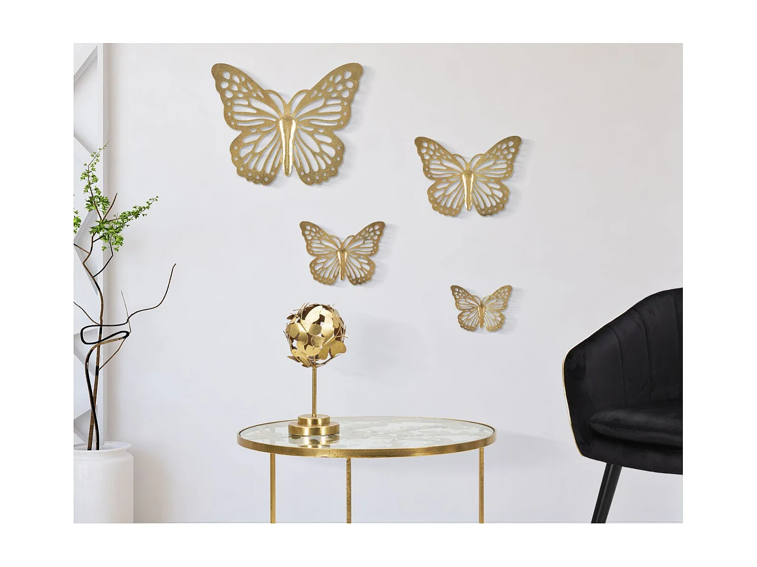Décoration 3D en Métal Papillon 16, Or, 35x2x29 cm, Seven Design