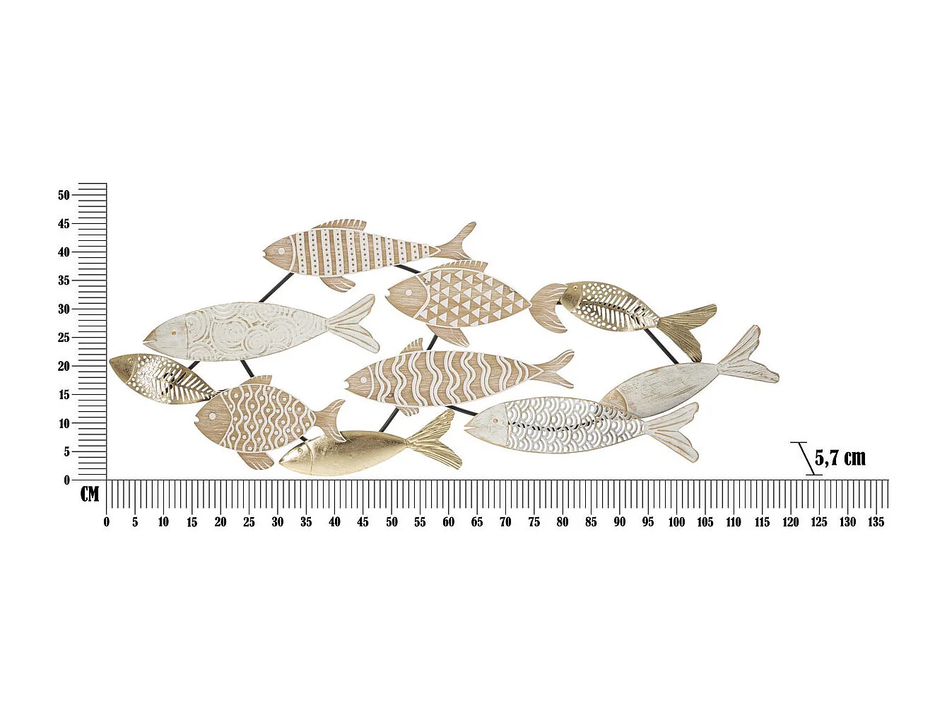 3D Metalen Decoratie Vis 4, Veelkleurig, 118x5,7x46,4 cm, Epikasa