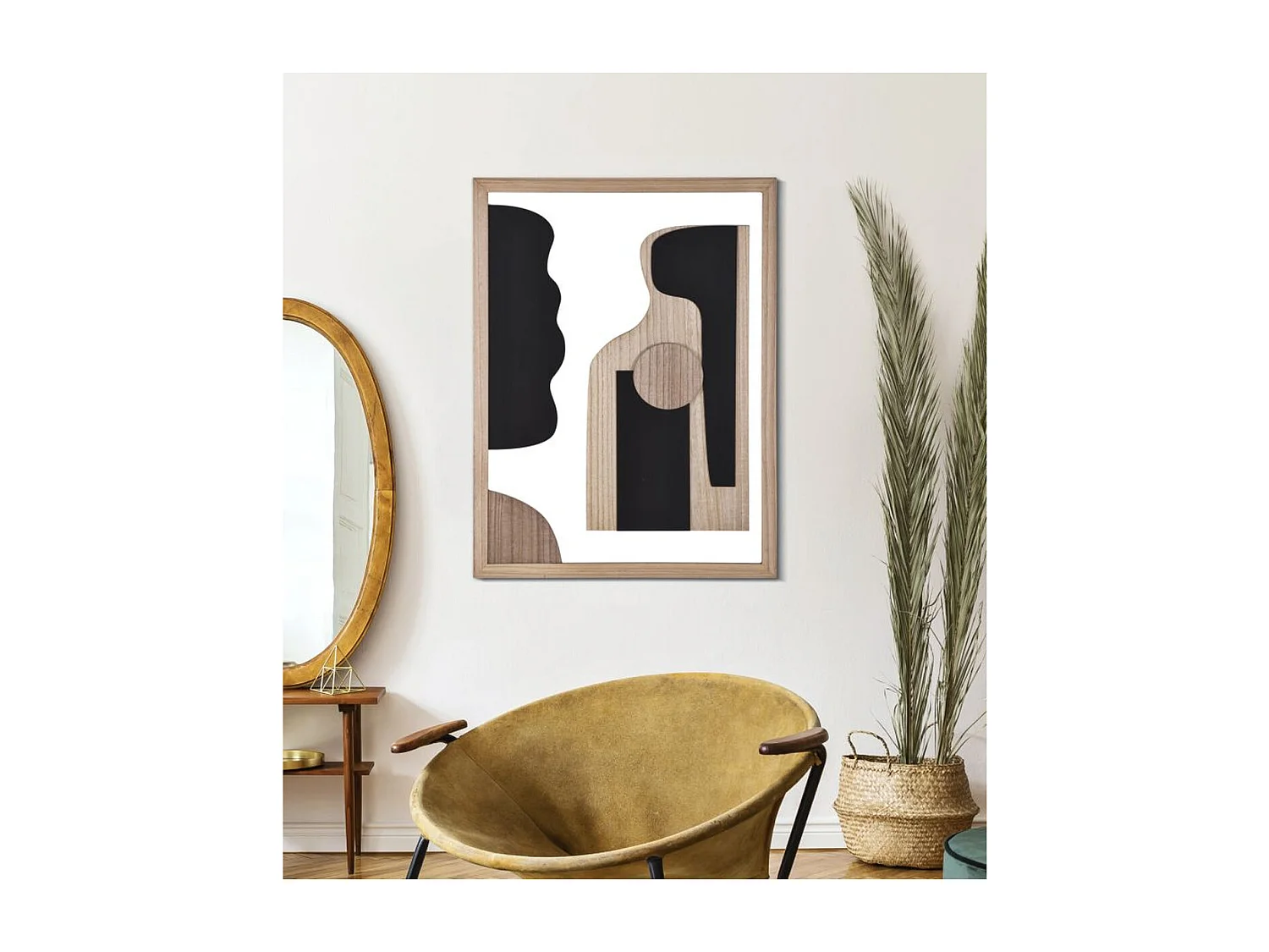 Dekoracja z Metalu i Drewna Geometryczny 6, Wielokolorowy, 60x2x80 cm, Seven Design