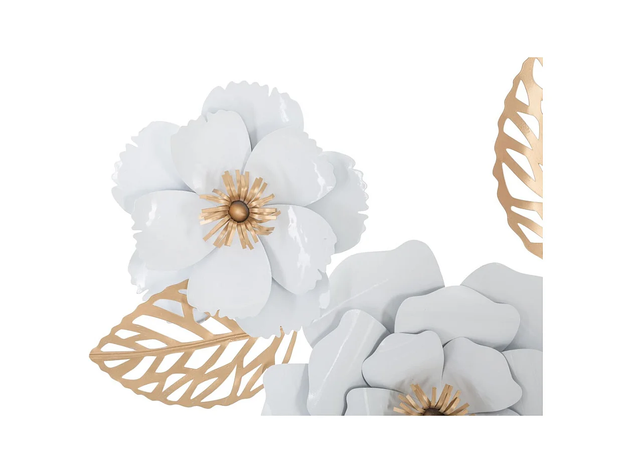 Decorazione in Metallo 3D Fiori 2, Bianco, 158x9x60 cm, Epikasa