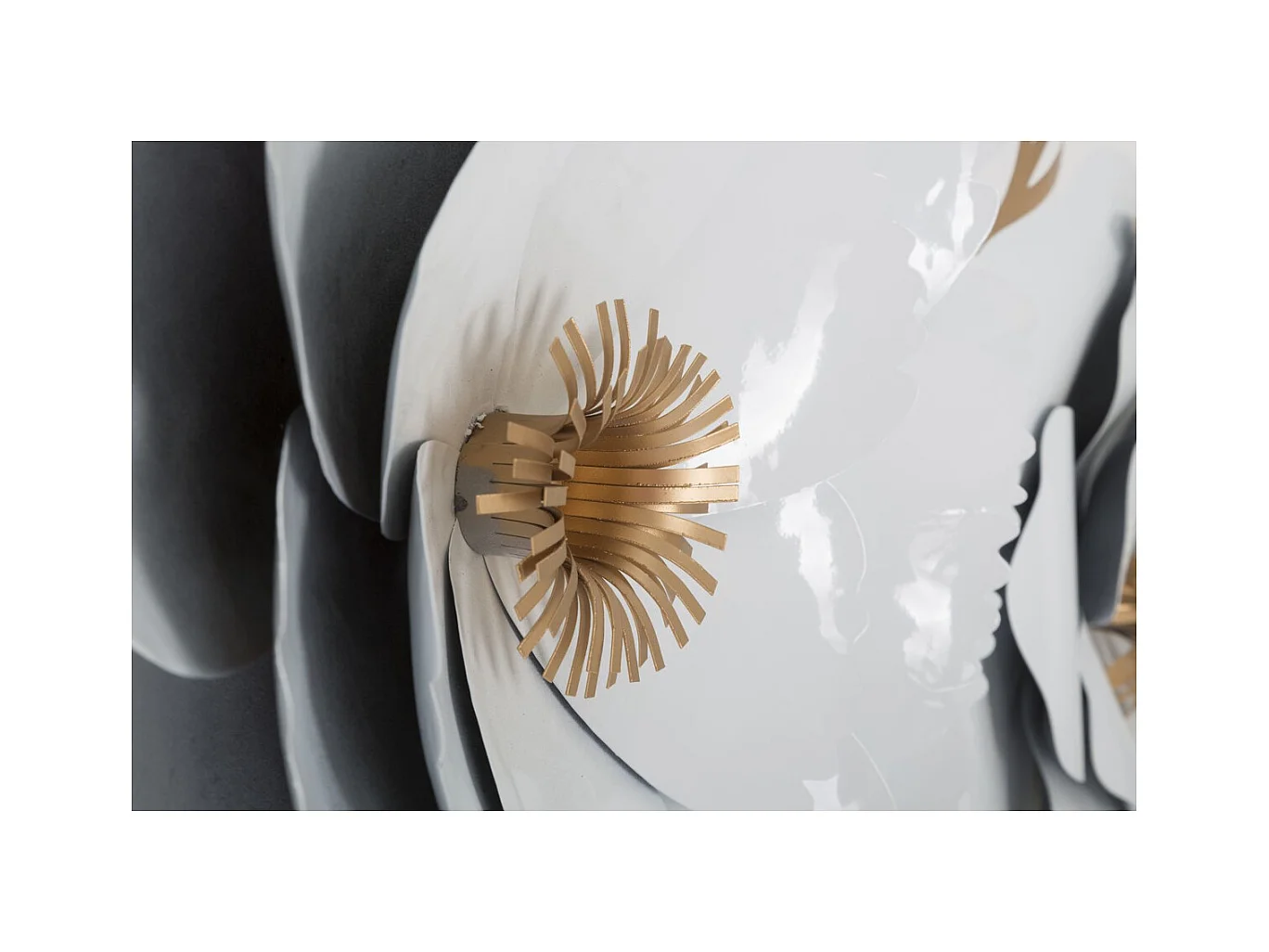 Decorazione in Metallo 3D Fiori 2, Bianco, 158x9x60 cm, Epikasa