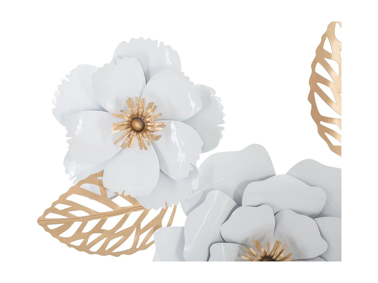 Décoration 3D en Métal Fleurs 2, Blanc, 158x9x60 cm, Epikasa