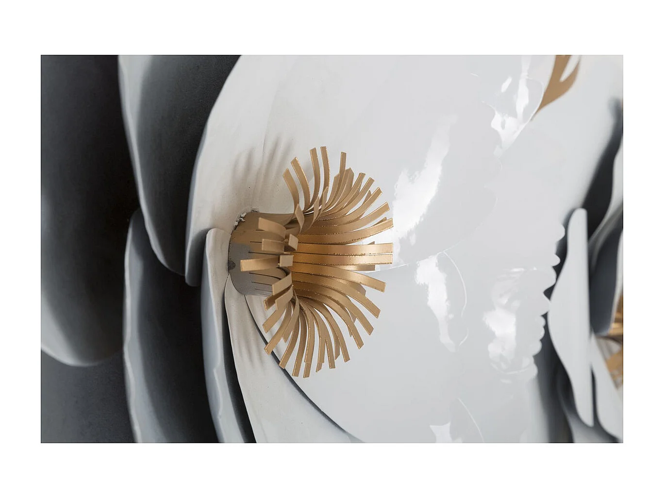 Décoration 3D en Métal Fleurs 2, Blanc, 158x9x60 cm, Epikasa