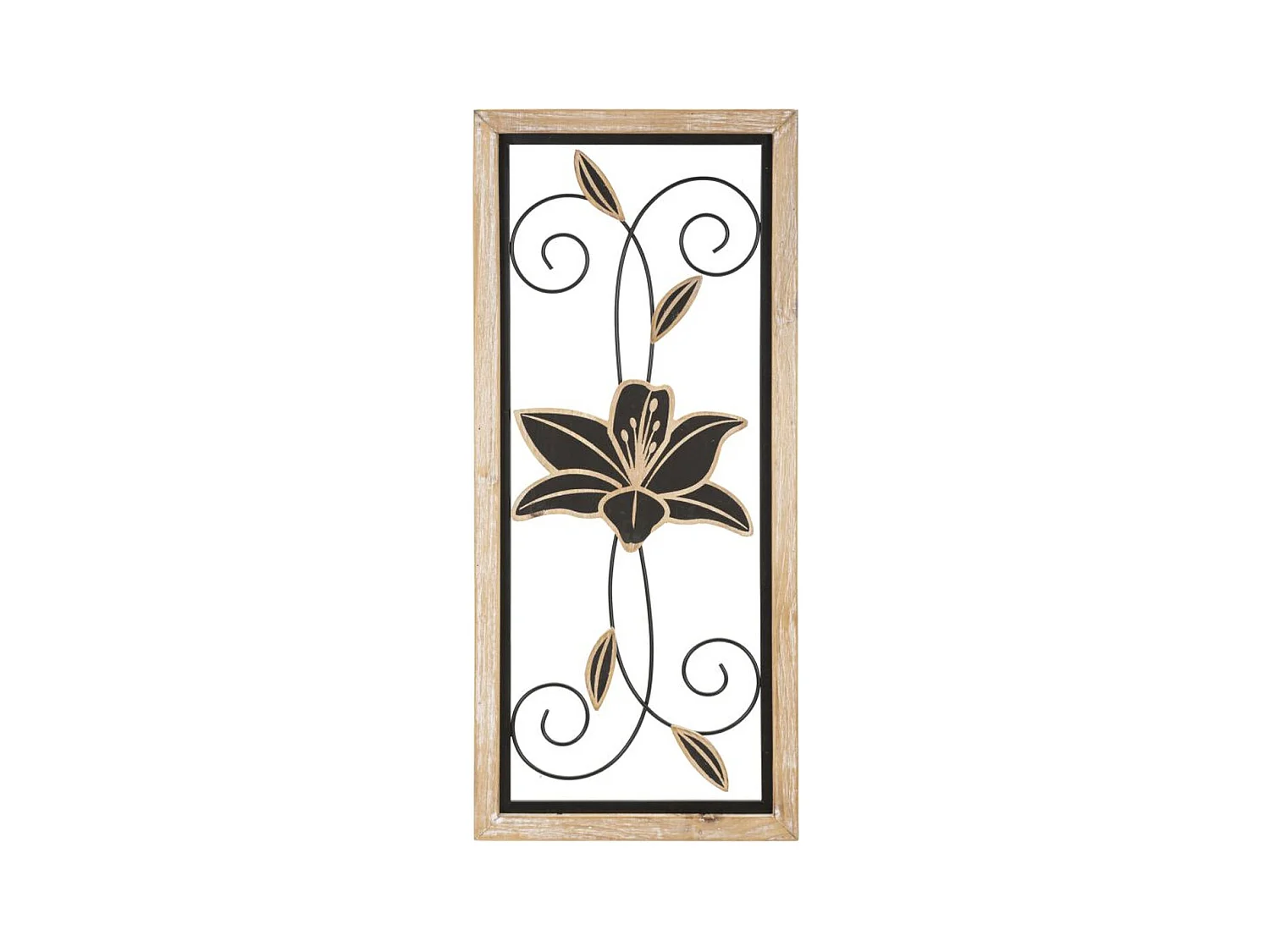 Décoration 3D en Métal Fleurs 48, Marron, 26x2,5x60 cm, Epikasa