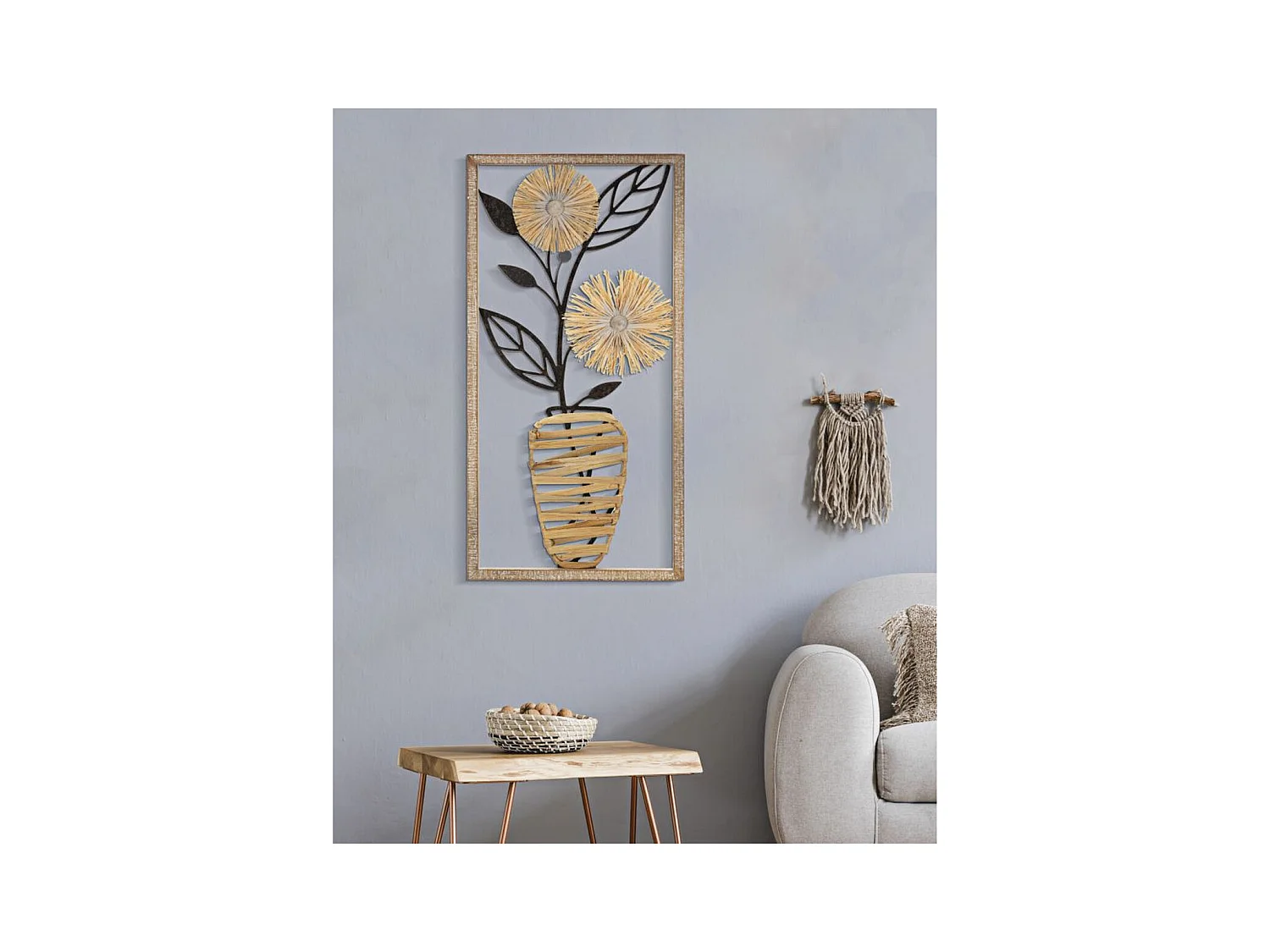 Metalowa Dekoracja 3D Kwiaty 52, Brązowy, 40x3,5x80 cm, Epikasa