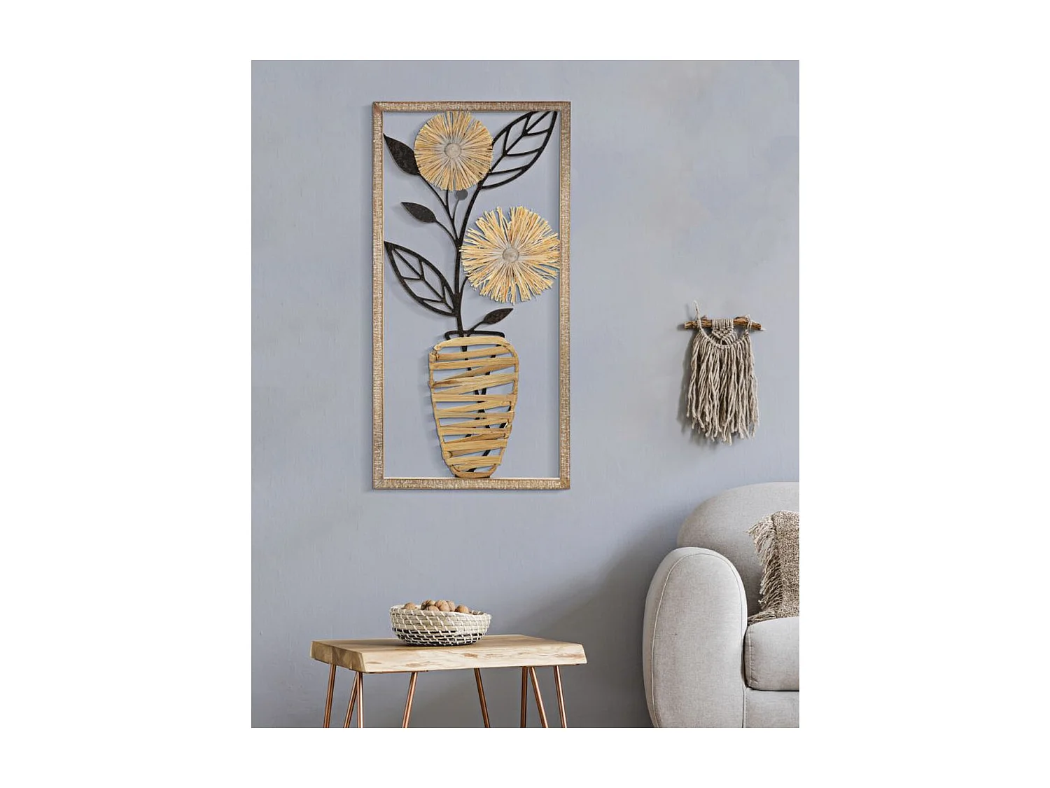 Décoration 3D en Métal Fleurs 52, Marron, 40x3,5x80 cm, Seven Design