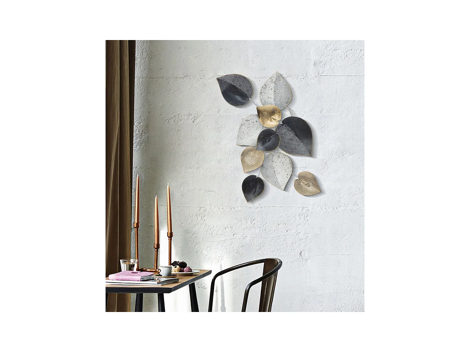 Décoration 3D en Métal Feuille 10, Multicouleur, 62,5x5,5x40 cm, Seven Design