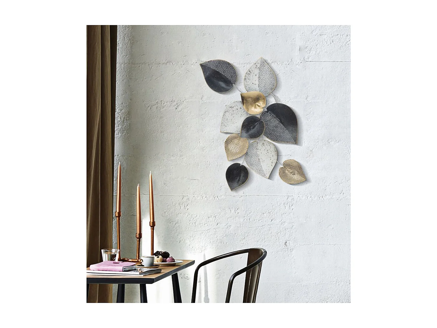 Metalowa Dekoracja 3D Liść 10, Wielokolorowy, 62,5x5,5x40 cm, Seven Design