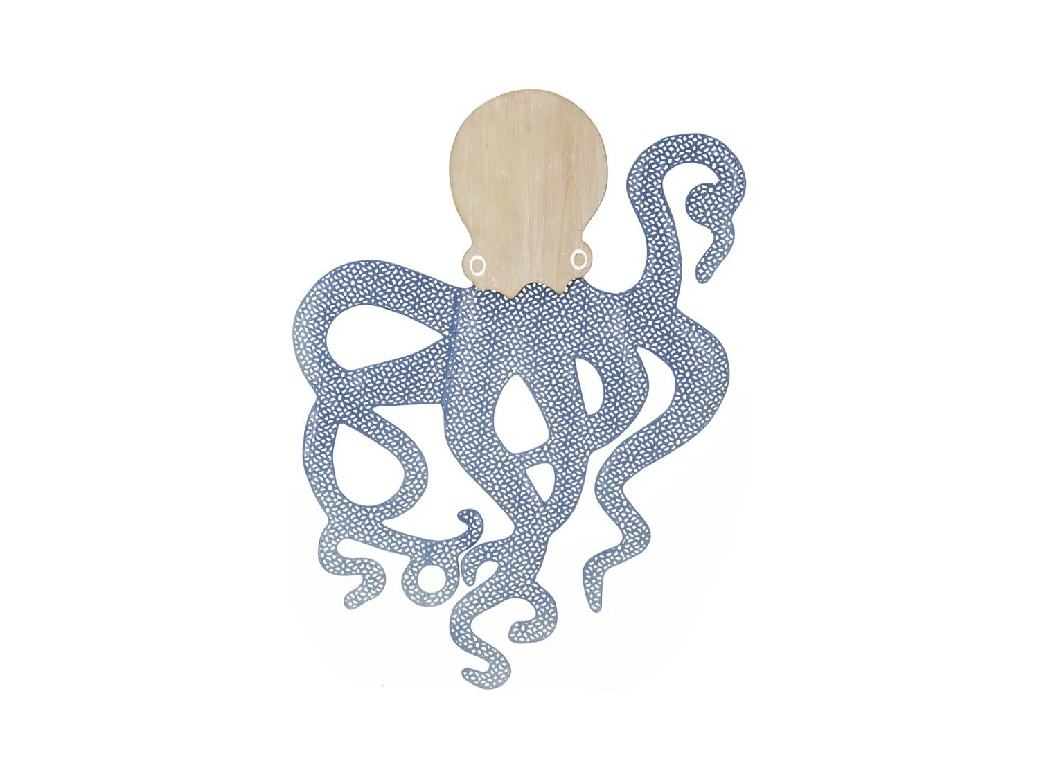 Dekoracja z Metalu i Drewna Ośmiornica, Wielokolorowy, 41x1,5x57 cm, Epikasa